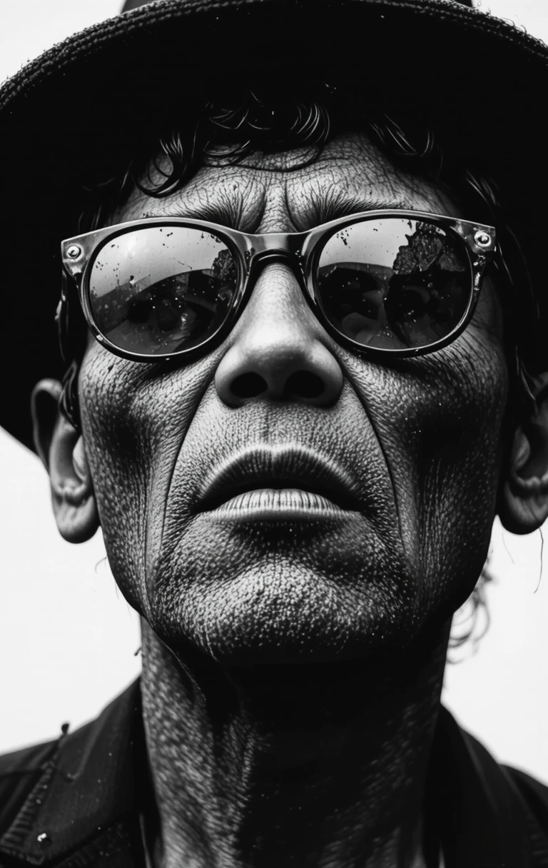 Retrato Gritty em Preto e Branco em Close de um Idoso