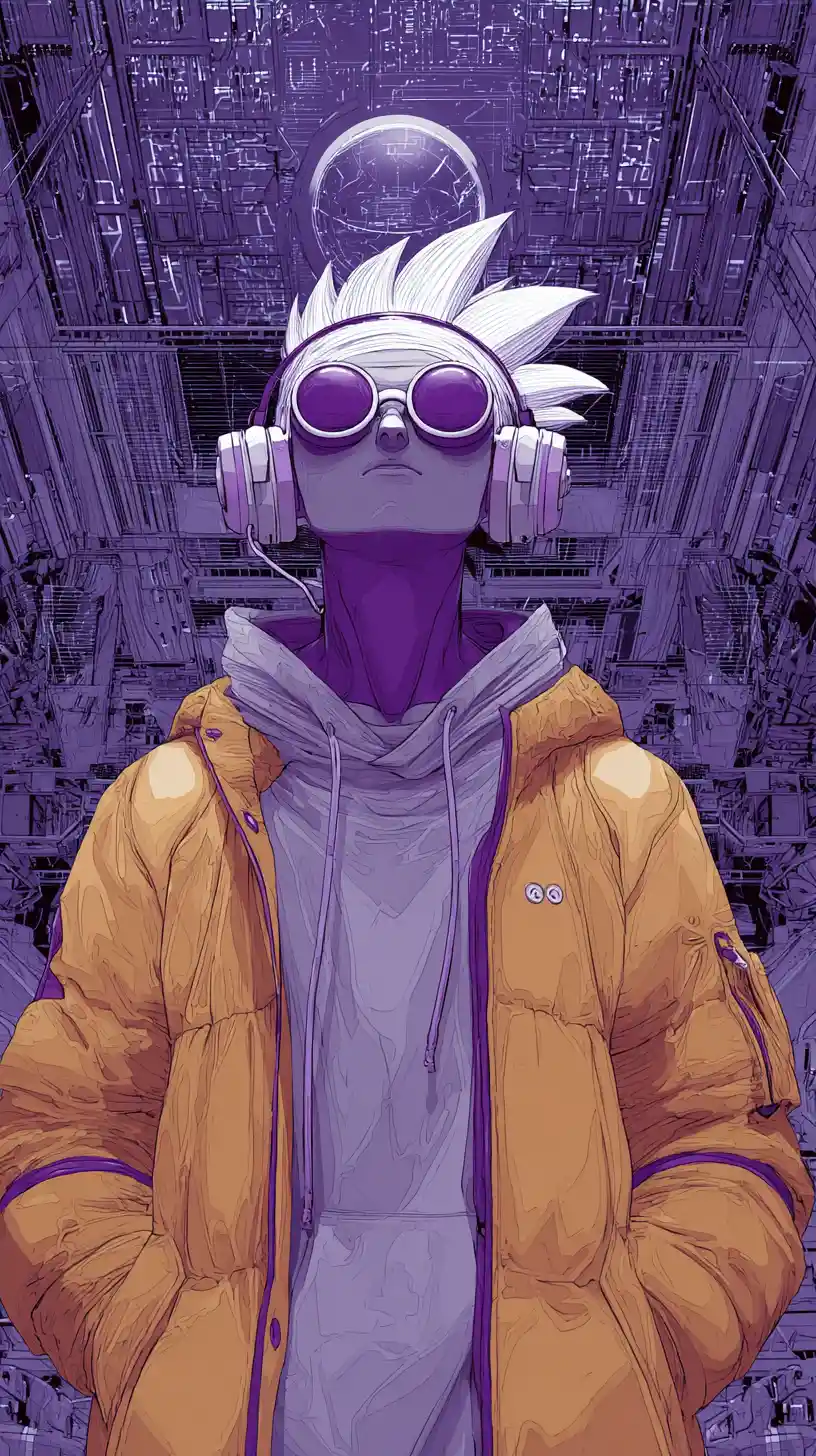 Man with headphones riding a train listening to music