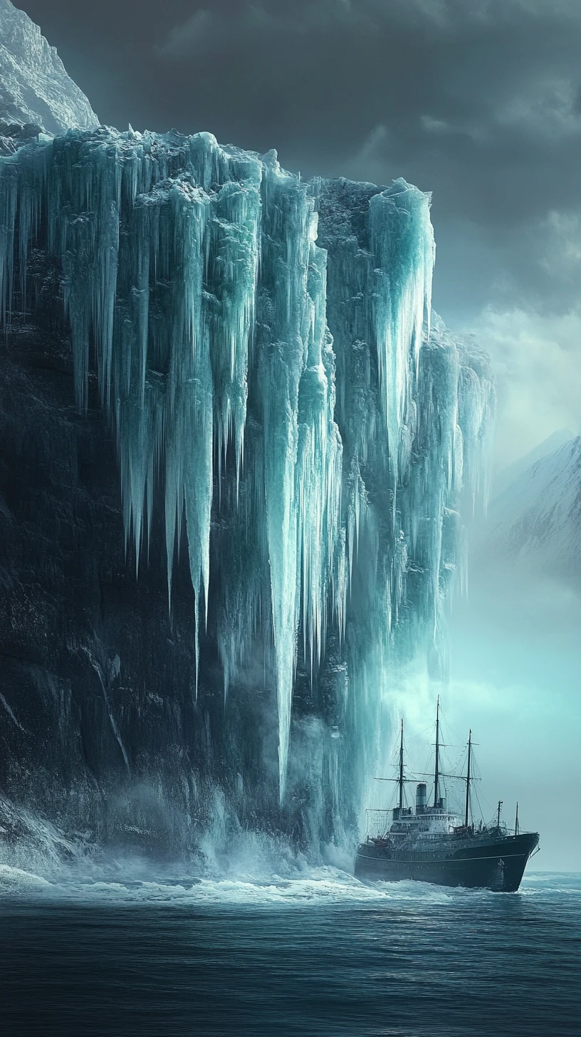 Abstract glaciers and icicles in a surreal energetic landscape