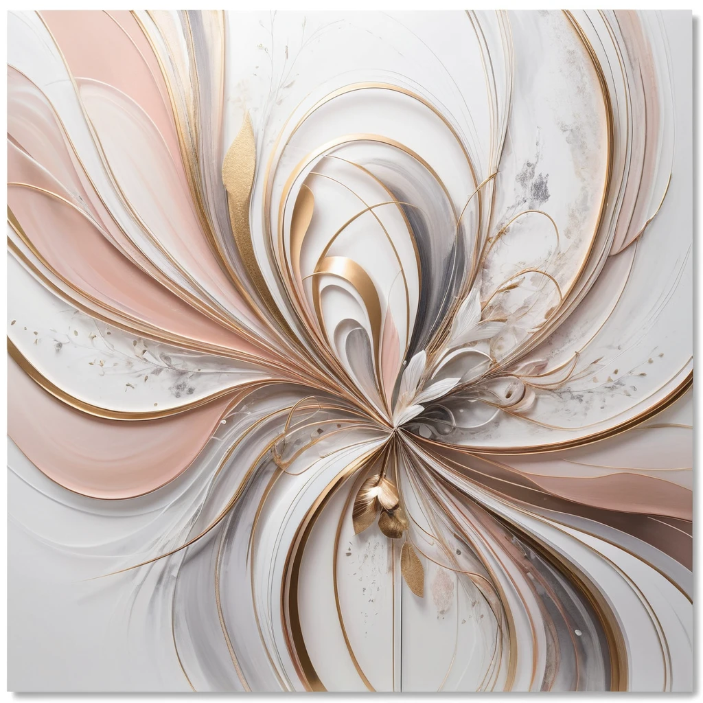 Ethereal abstract feminine figure in flowing metallic tones