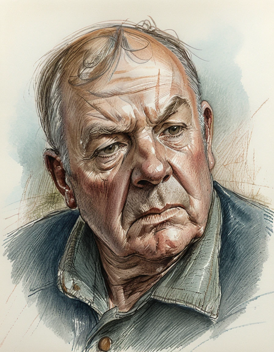 Elderly man close up portrait in soft side lighting