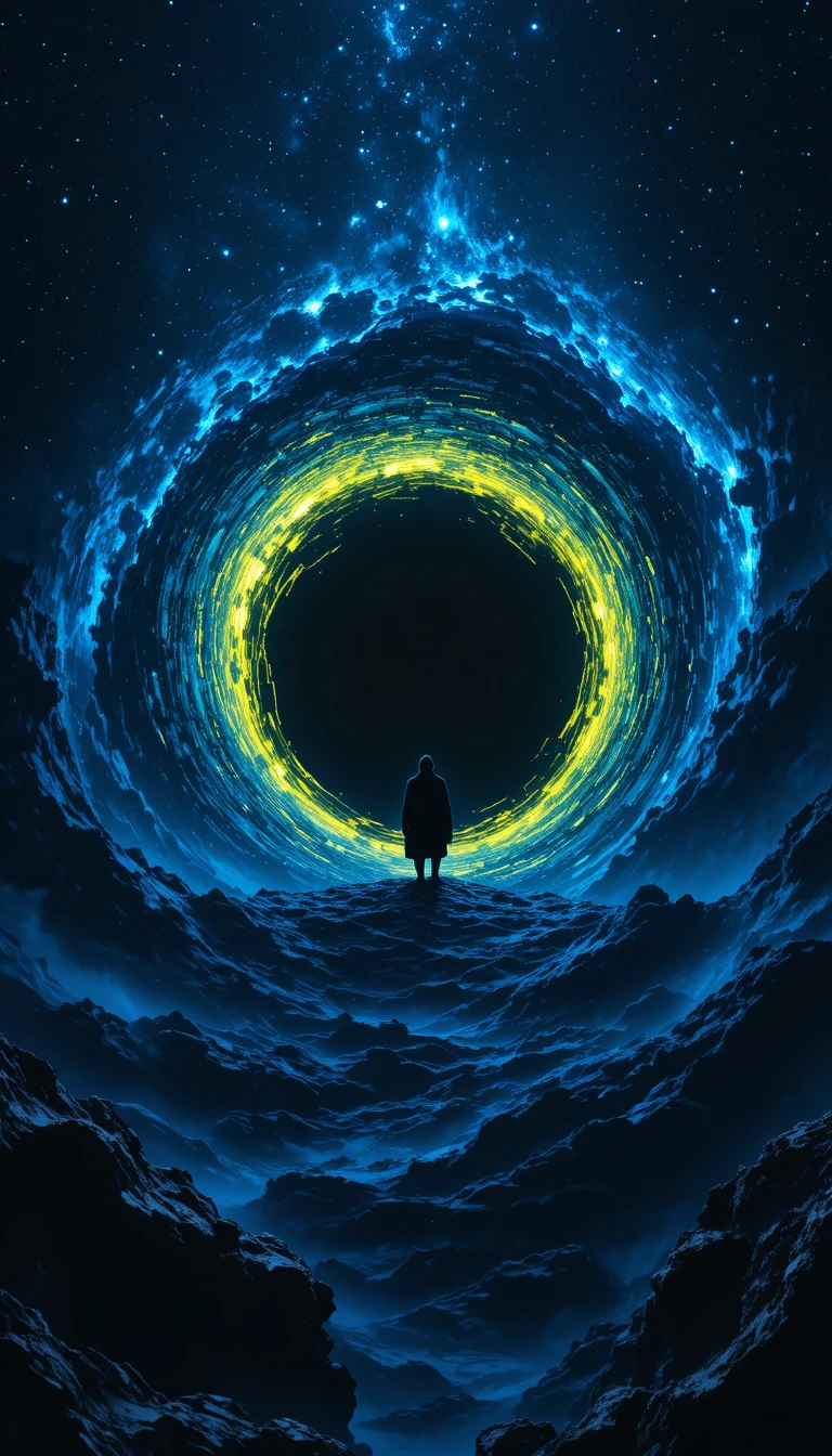 Ninja Silhouette Hidden Within A Glowing Cosmic Black Hole
