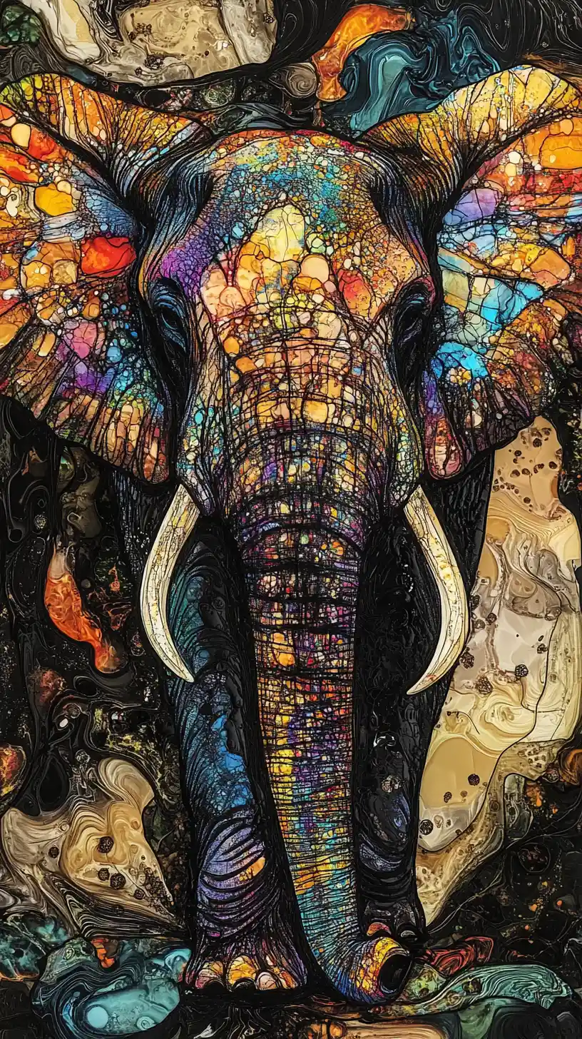 Surreale optische Illusionskunst mit abstrakten Elefantenformen