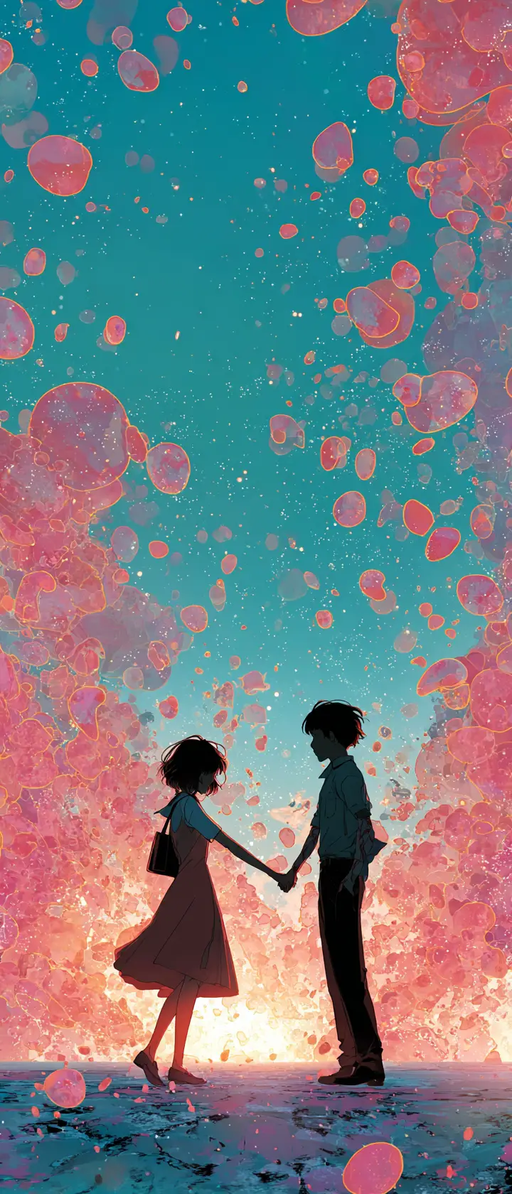 Ghostly Anime Lovers Reaching For Each Other In Mid Twirl
