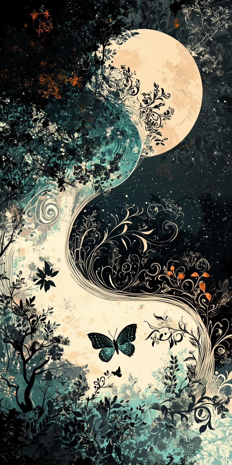 Borboleta em Floresta Fantástica Mística – Cena em Díptico