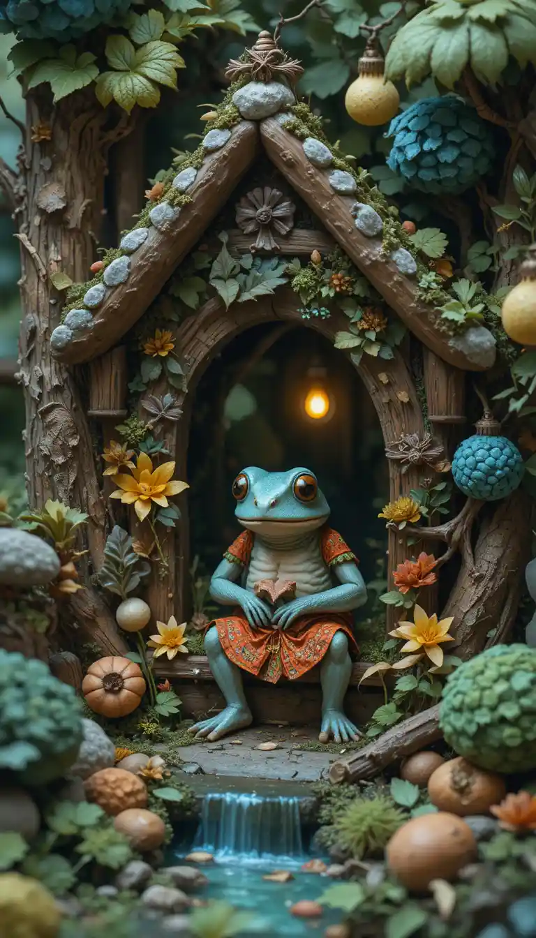 Minuscule personnage du peuple de la forêt en aquarelle chaleureuse
