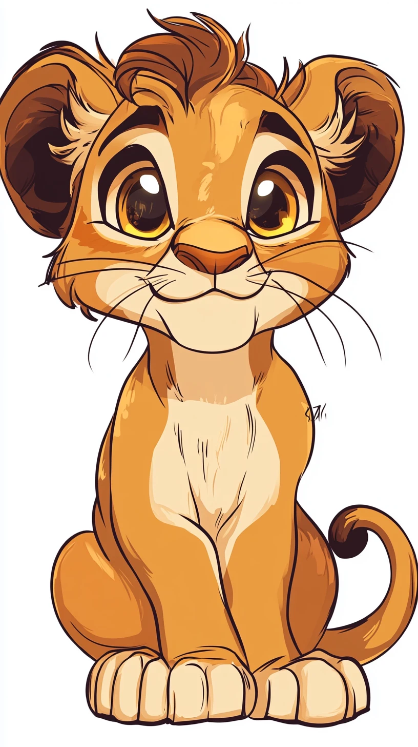 Selbstbewusster Chibi-Löwenjunges-Sticker als Vektorillustration