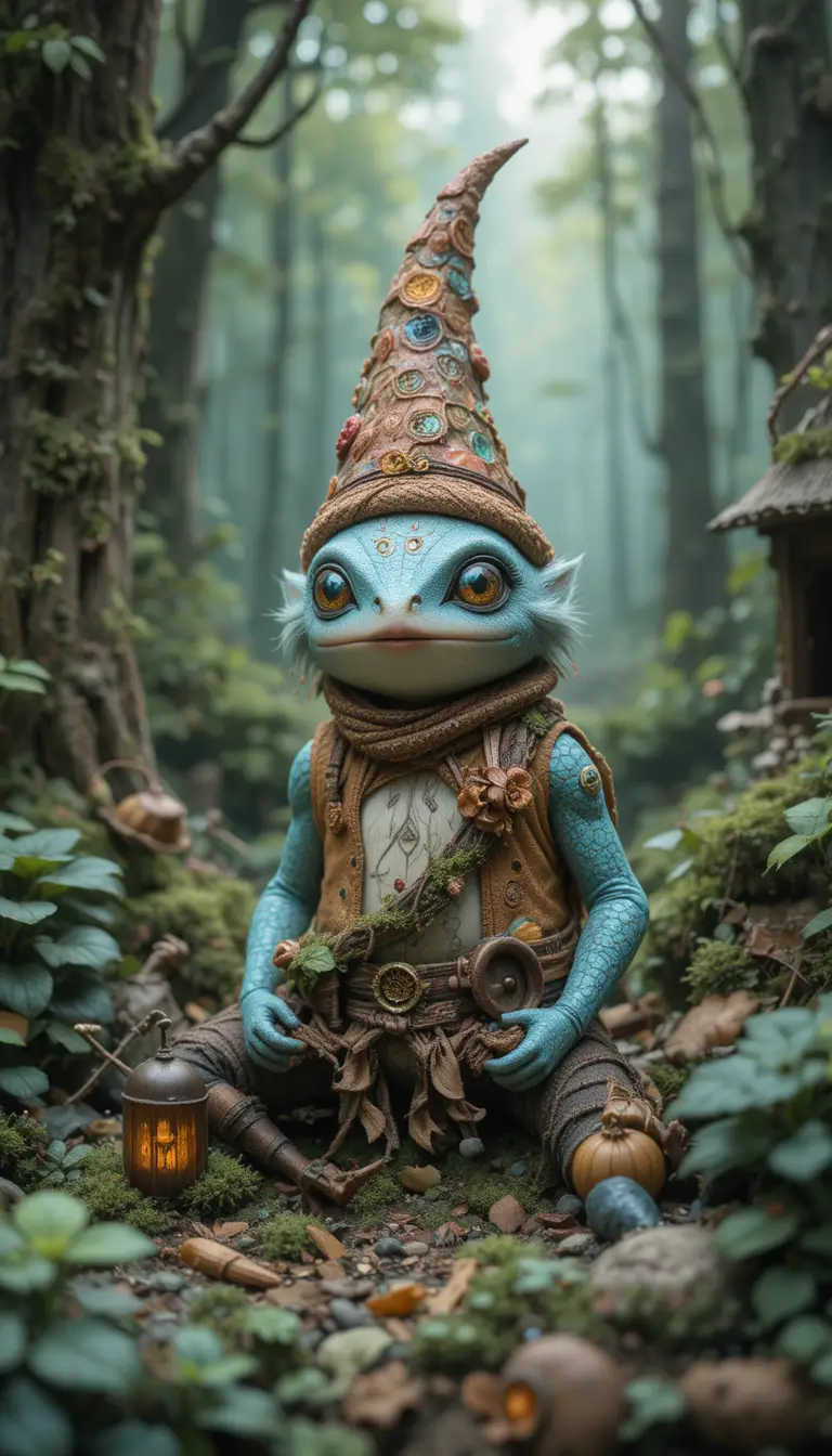 Petite figurine chaleureuse du peuple de la forêt dans une scène de studio en aquarelle