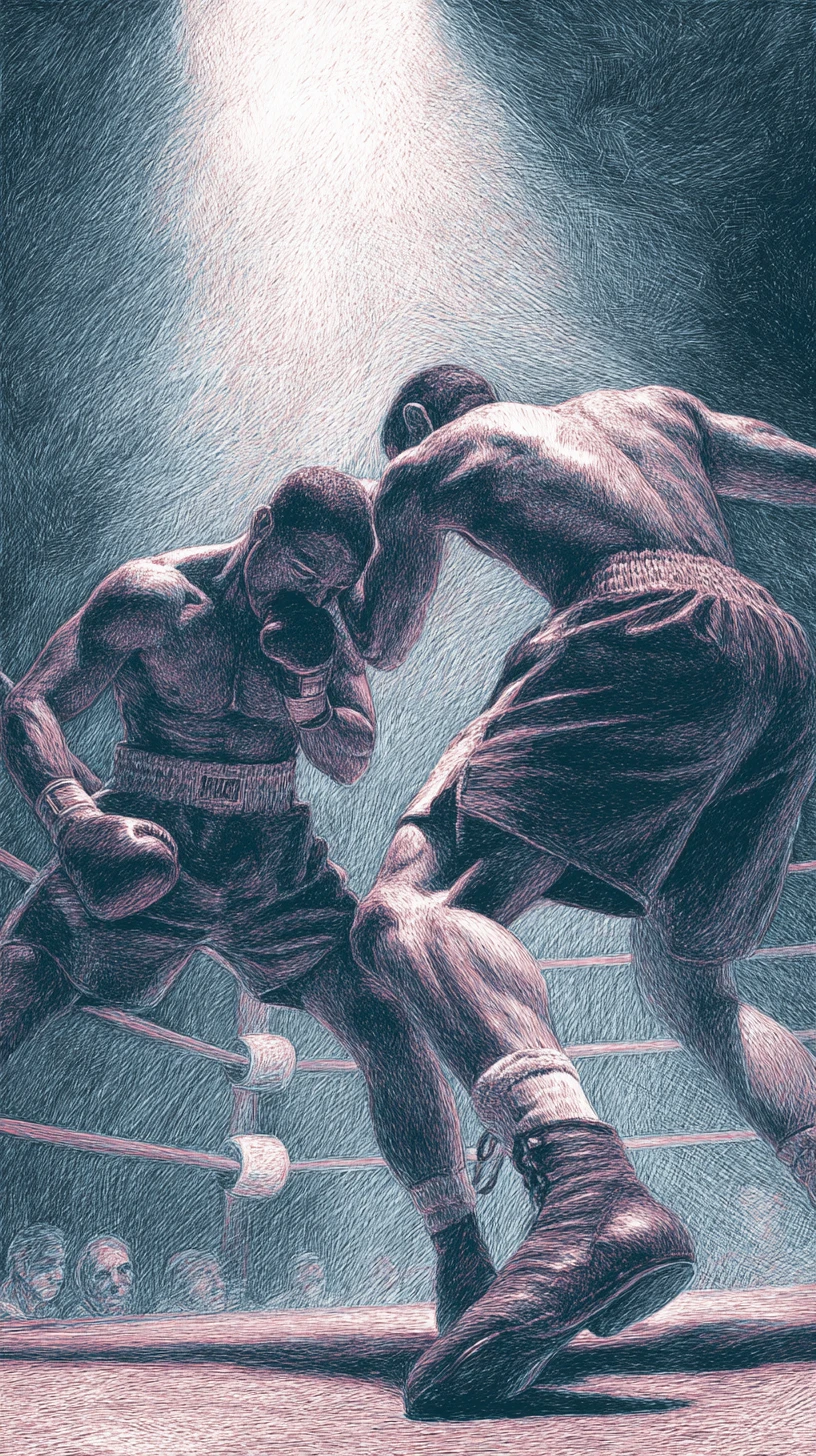Close up punch impact in a gritty boxing ring
