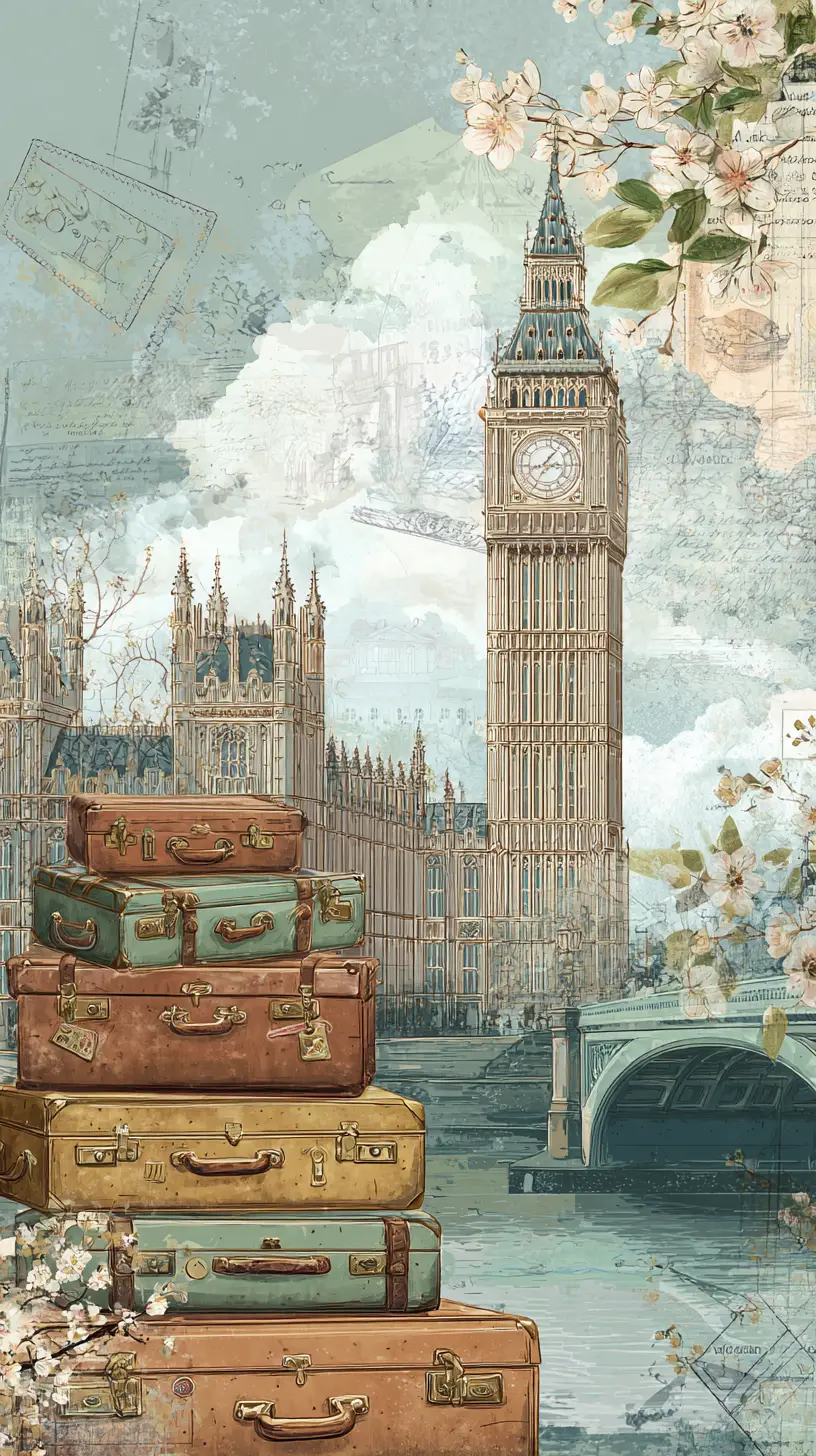 Verspielte Mixed-Media-Ansicht eines Londoner Uhrturms