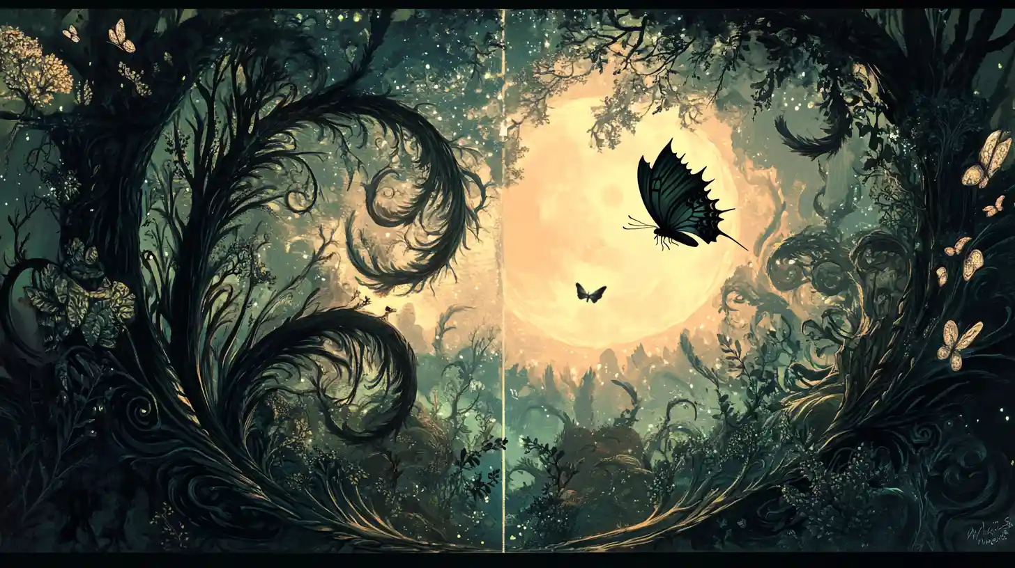 Butterfly In A Mystical Yin Yang Fantasy Forest