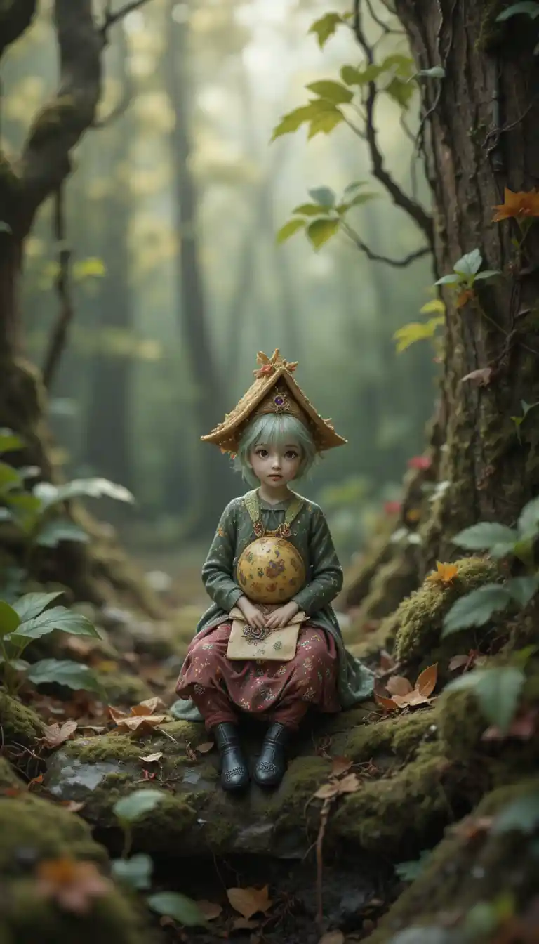 Accogliente minuscolo personaggio del bosco in acquerello