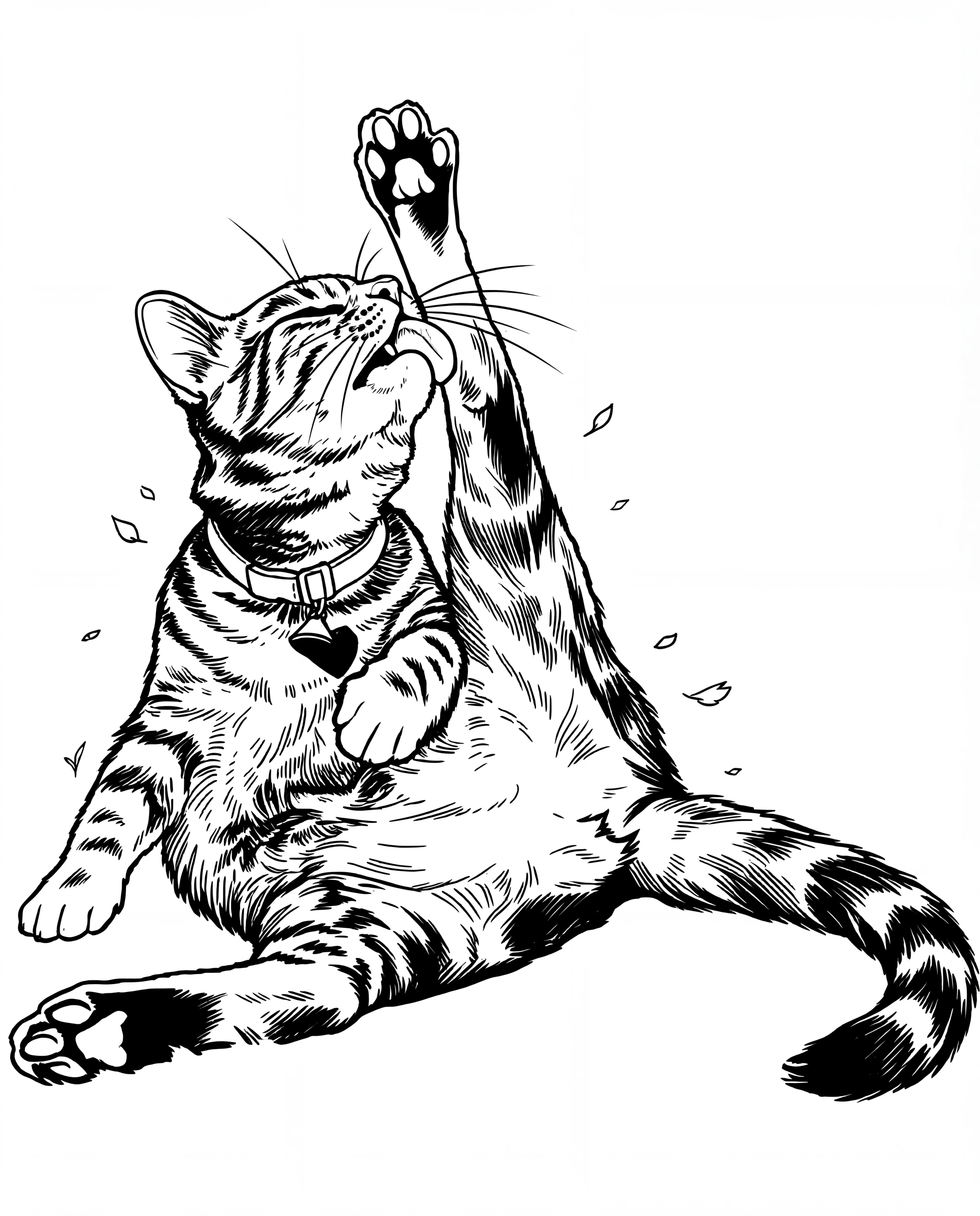 Black and white digital vector line art illustration