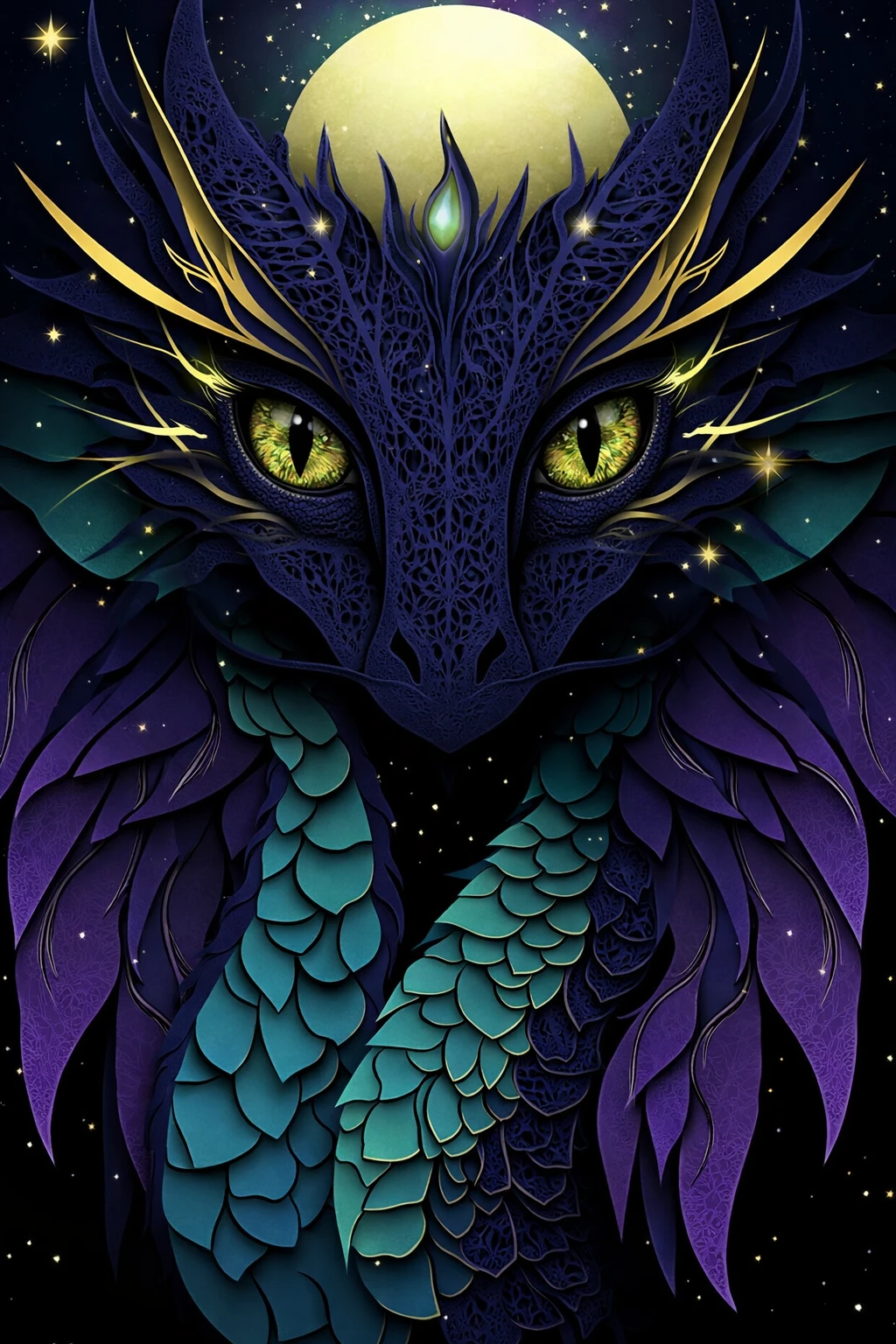 Close up view of a single detailed dragon eye