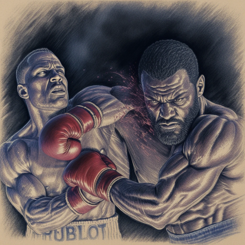 Close up boxing punch frozen at the moment of impact