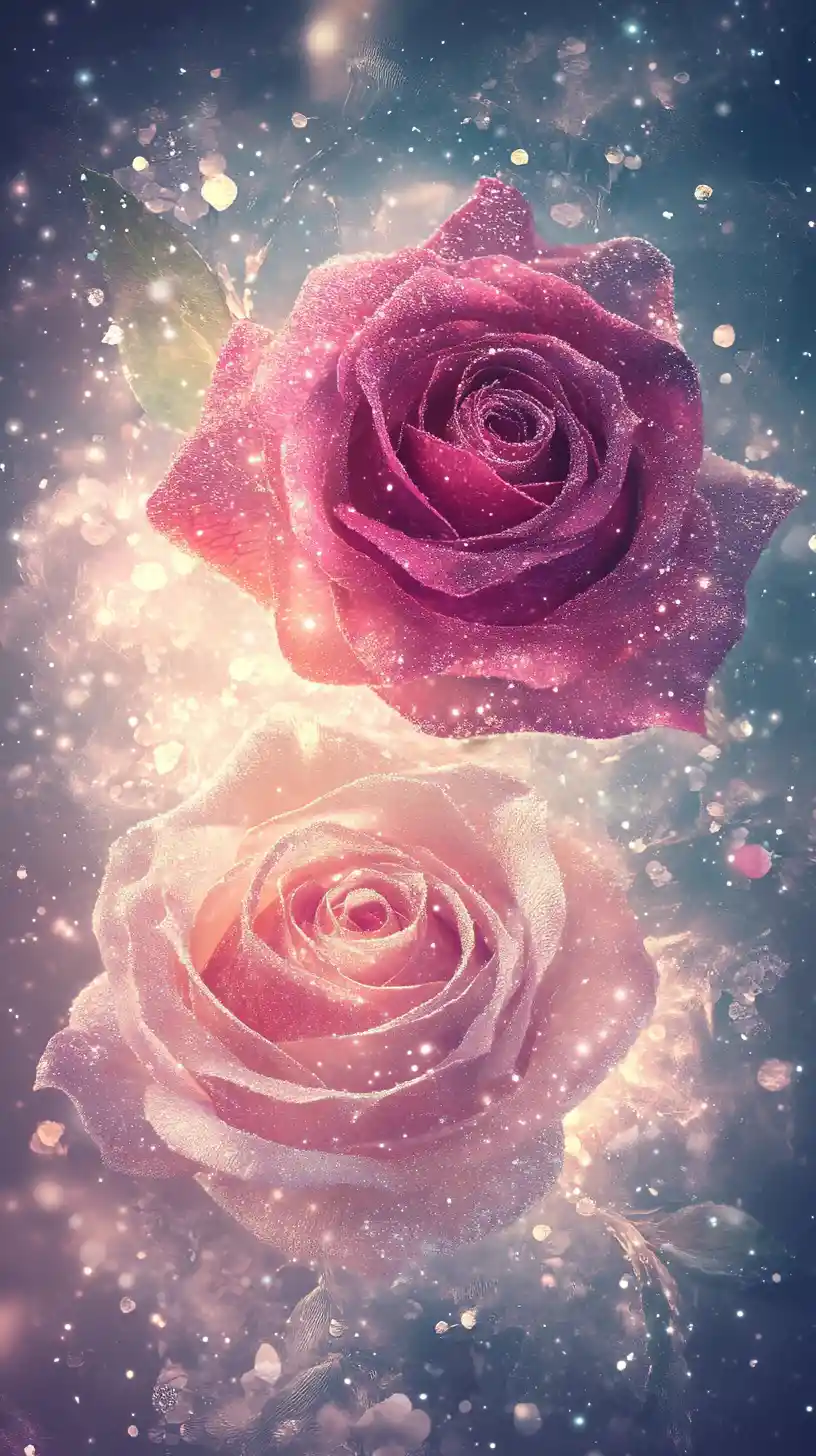 Whimsical yin yang roses in a magical garden