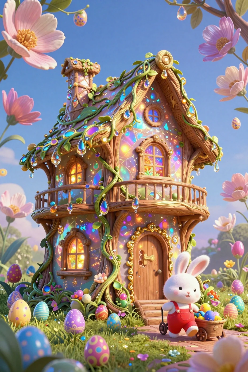 Fiabesca Casa delle Fate con Viti Luminose nella Foresta Fantasy