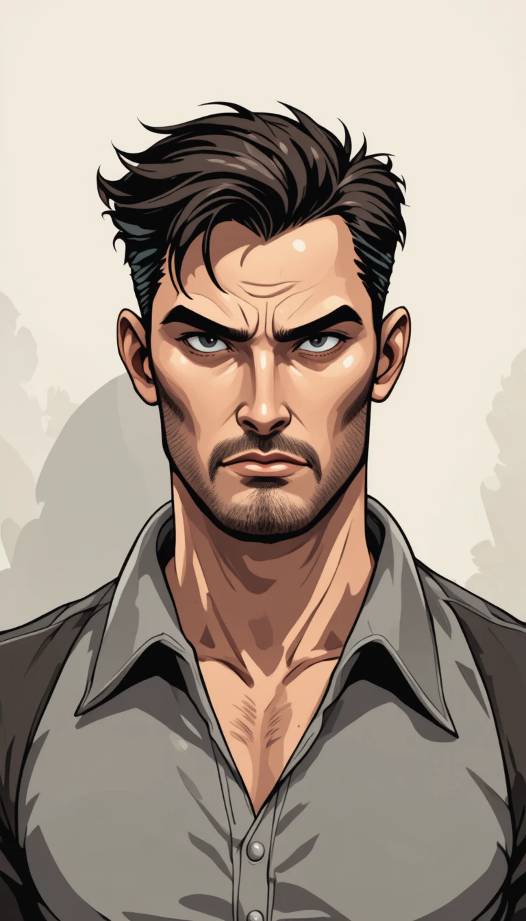 Retrato masculino robusto com elegância em estilo cartoon ousado