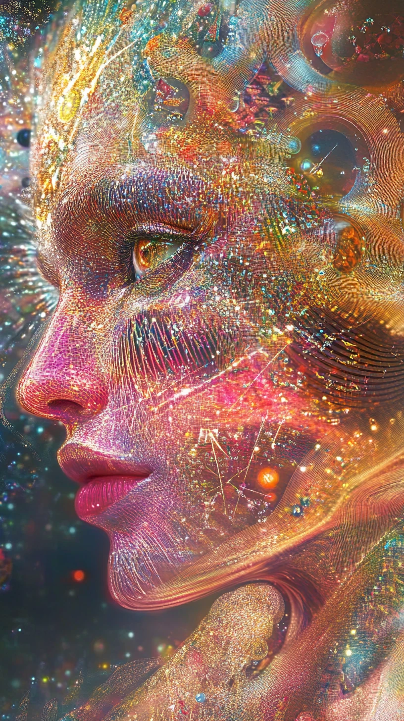 Notas musicais abstratas brilhantes girando em torno de uma figura humana
