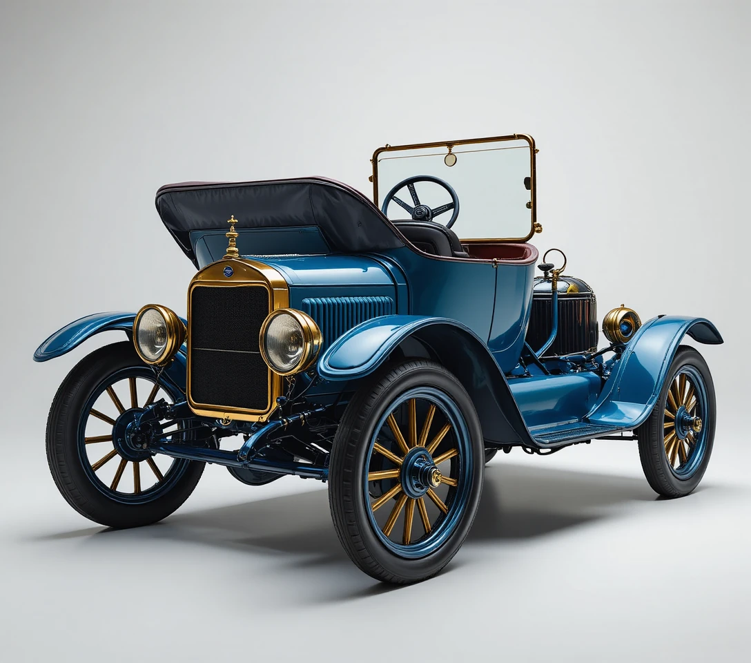 Vintage-blaues Ford-Cabrio im Studio-Licht in Szene gesetzt