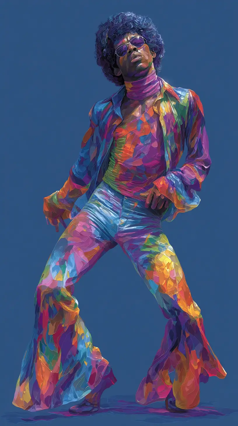 Seventies disco dancer striking a dynamic full body pose