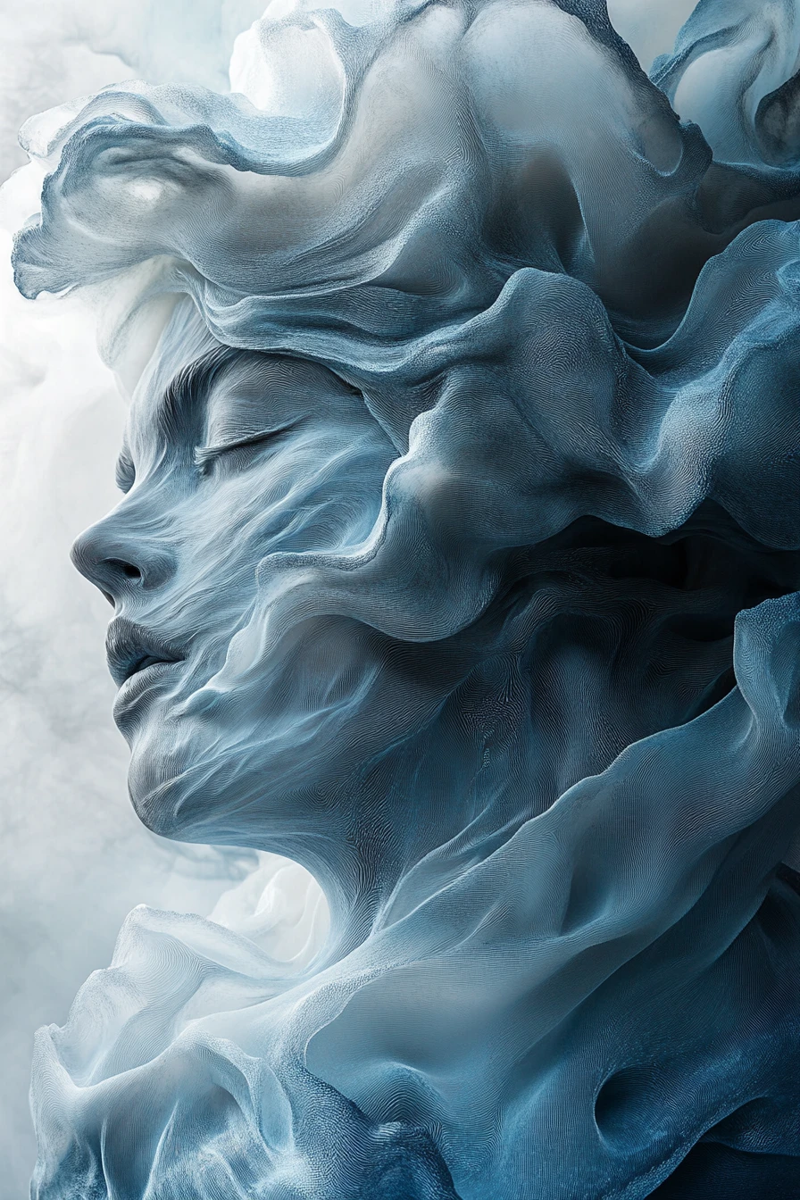 Surreal cosmic sculptures in drifting clouds and starlight