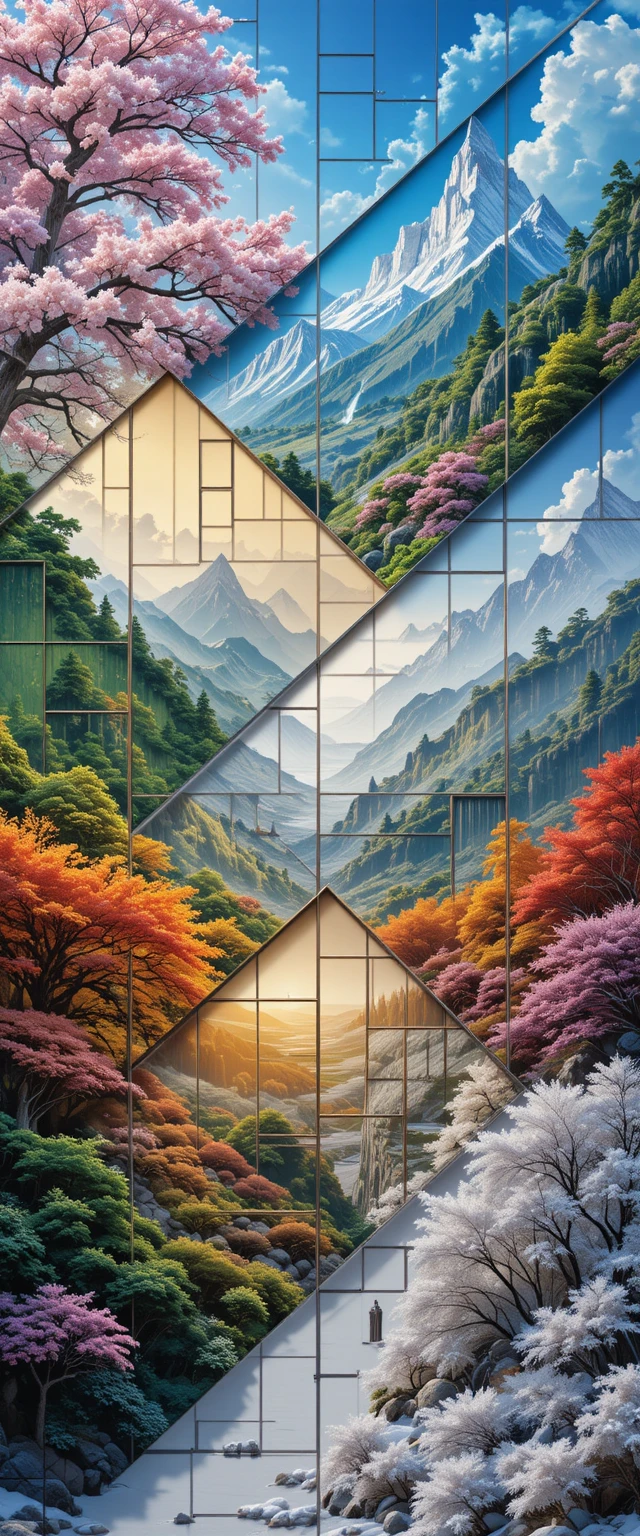Panoramic 3D canvas journey through the four seasons