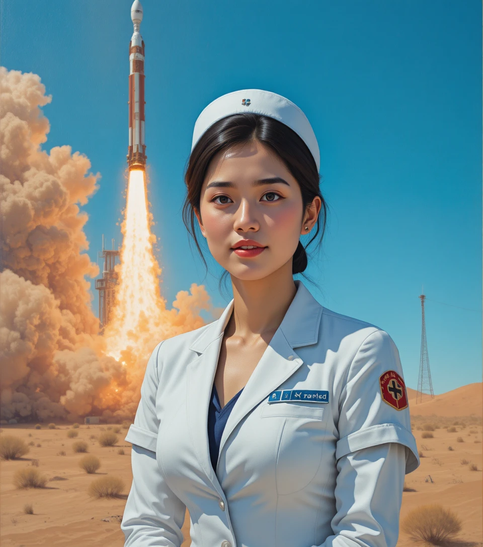 黑色火箭在空曠沙漠上升空衝向藍天
