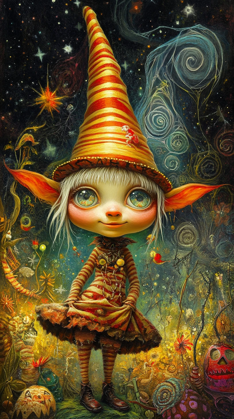Elfe magicien féerique dans une scène de fantaisie d’Halloween haute en couleur