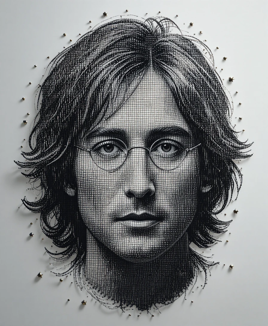 Monochrome Nail Art Portrait Of A Man In Soft Studio Light