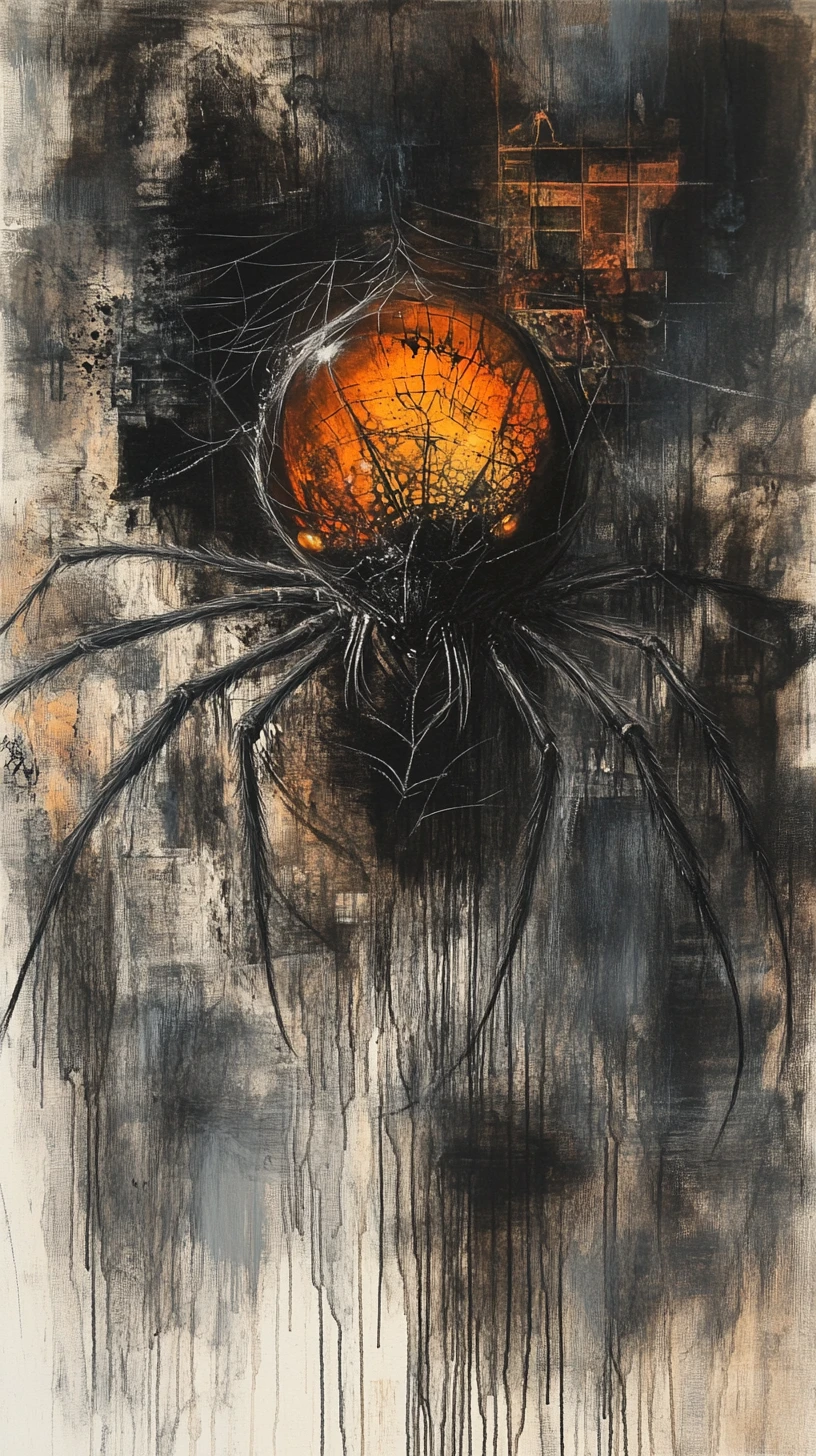 Criatura abstrata em close com olhos reflexivos semelhantes aos de aranha