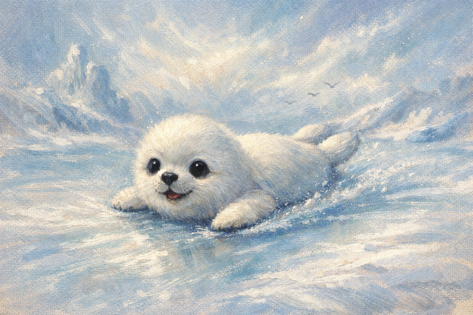 Filhote de foca deslizando brincalhão sobre o gelo macio
