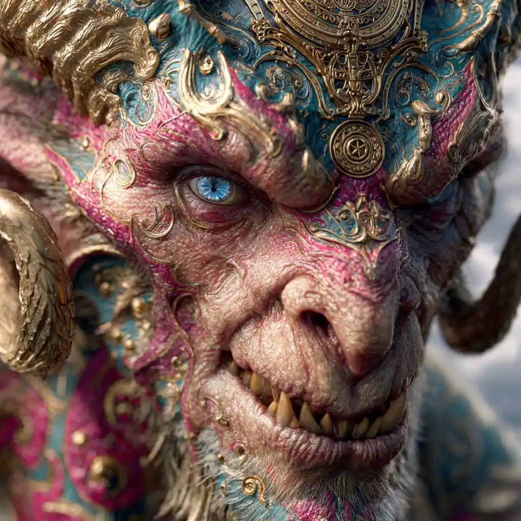 Cinematic close up portrait of a colossal demonic angel