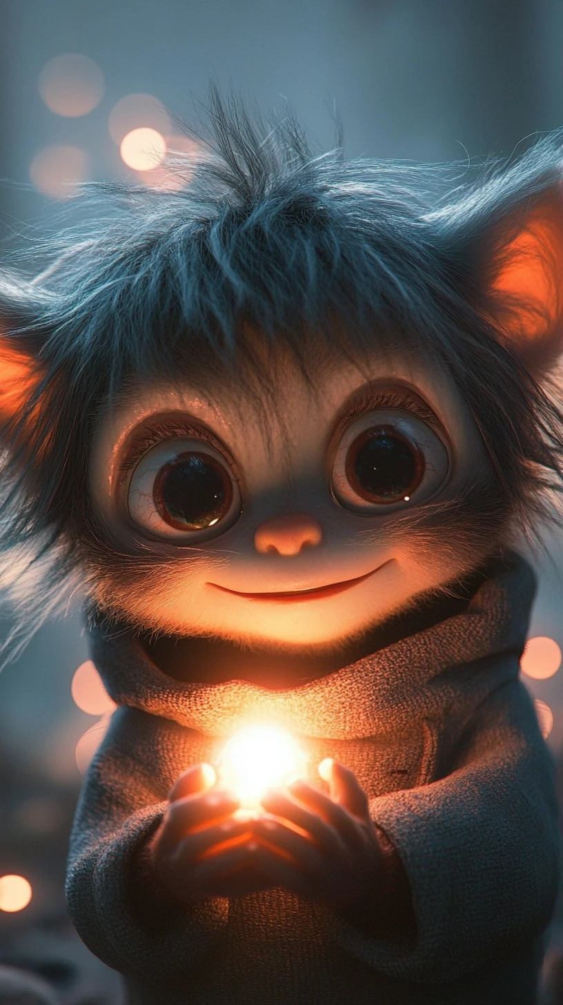 Mischievous toddler clutching a glowing forbidden object
