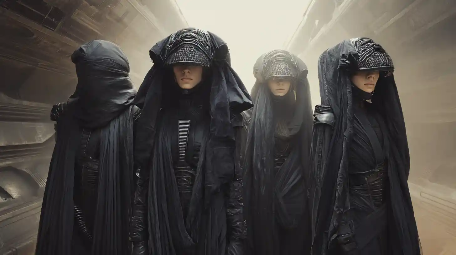 Noble baronne de science-fiction en robe d’avant-garde sur un vaisseau spatial