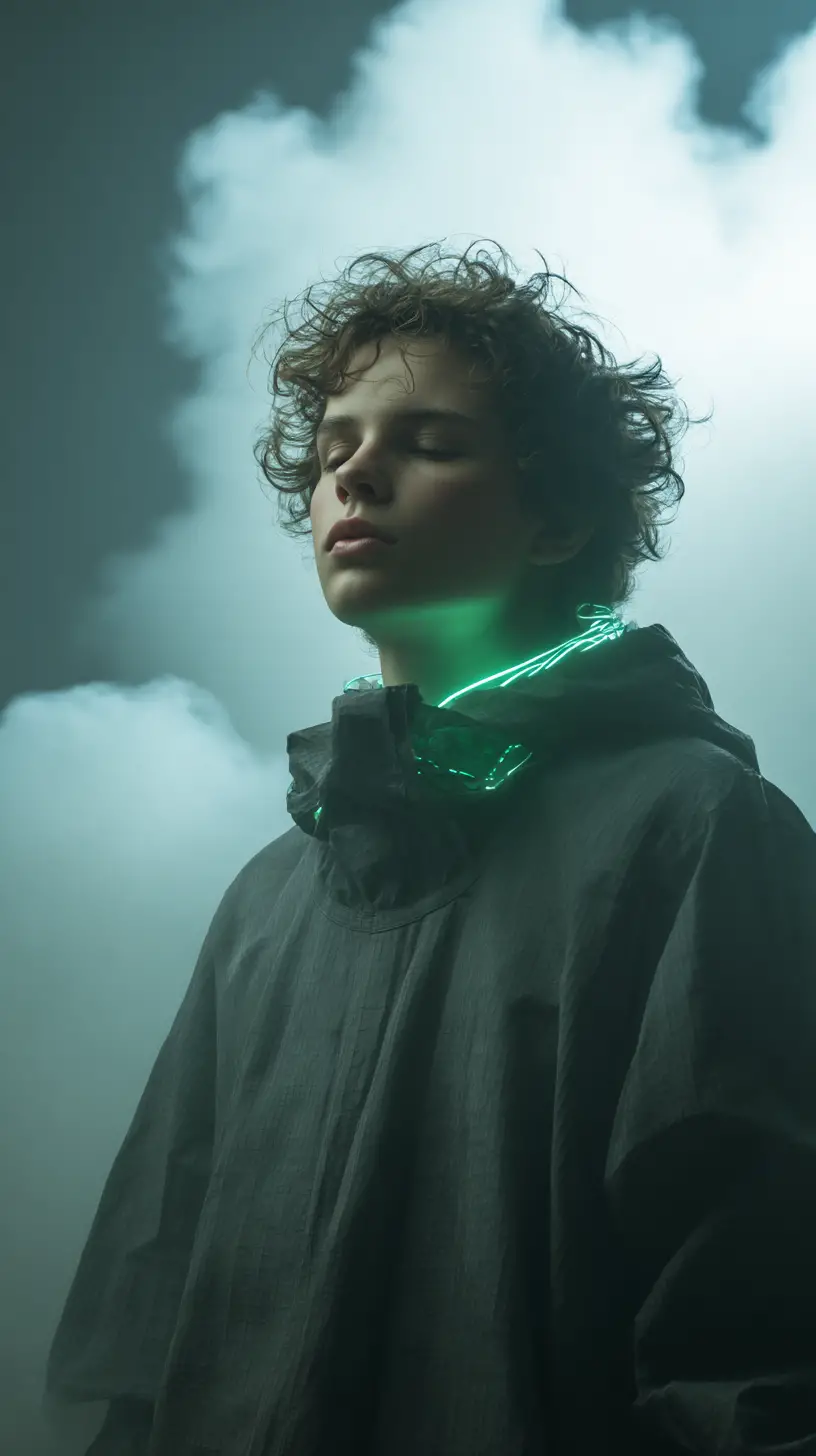 Surrealistisches Sci-Fi-Porträt einer leuchtenden humanoiden Figur