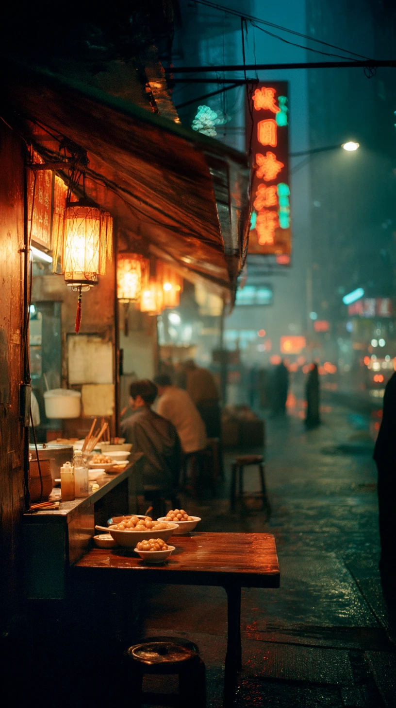 Elderly vendor serving hot tong sui at a Hong Kong street stall