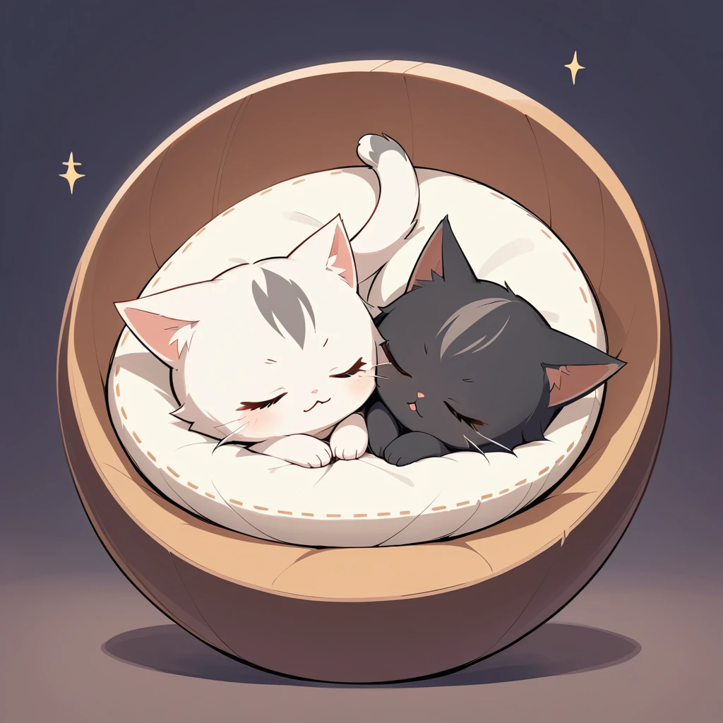 Chaton rond en feutre roulé en douce boule de sommeil