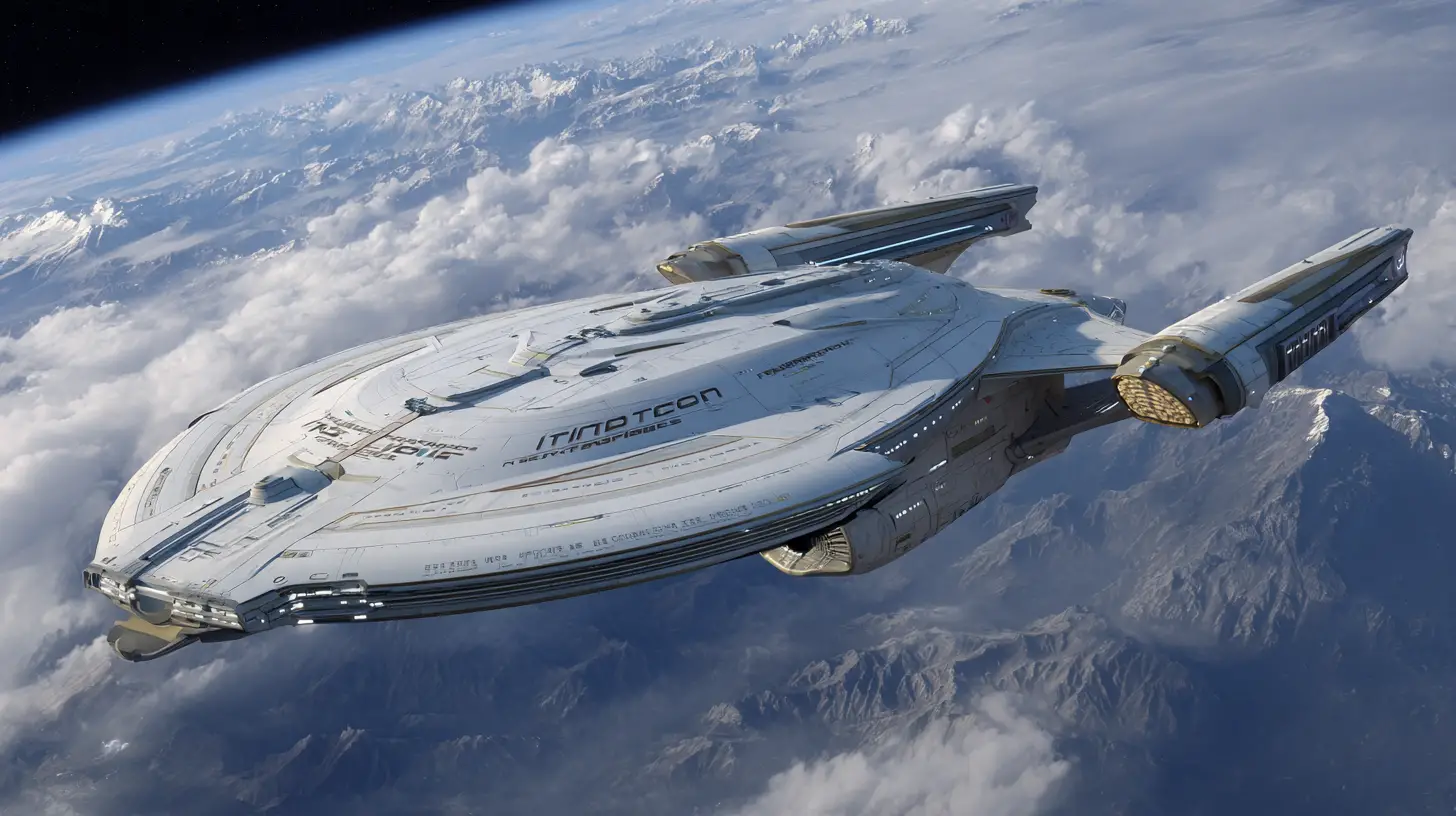 Epic starship illustration of a futuristic command dreadnought