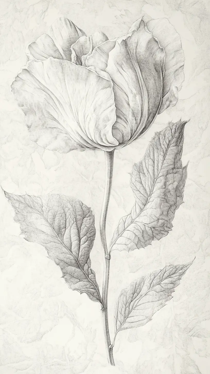 Dessin détaillé en graphite en coupe transversale d’une plante à fleurs