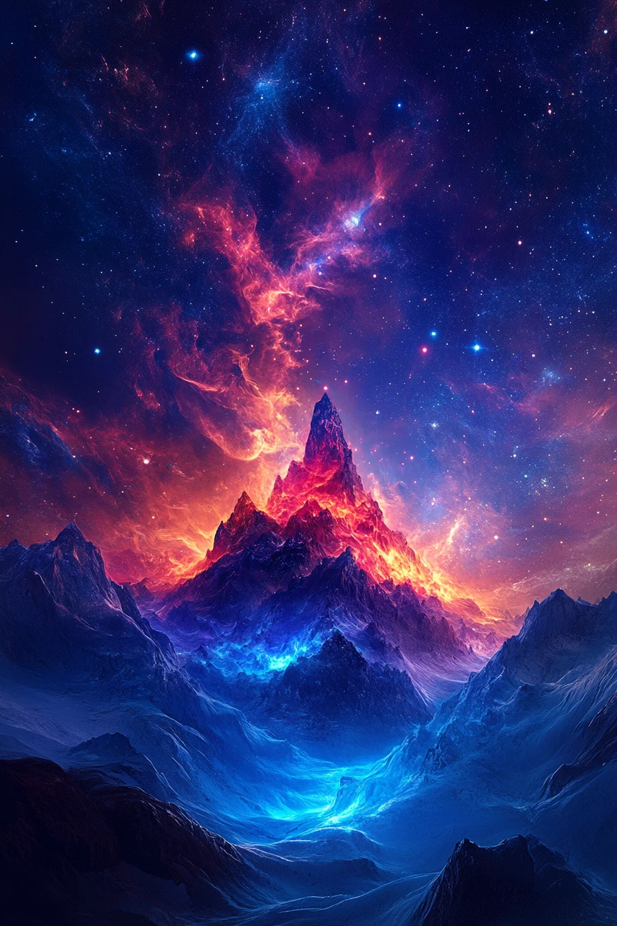 Cielo di nebulosa vibrante sopra un lontano pianeta alieno