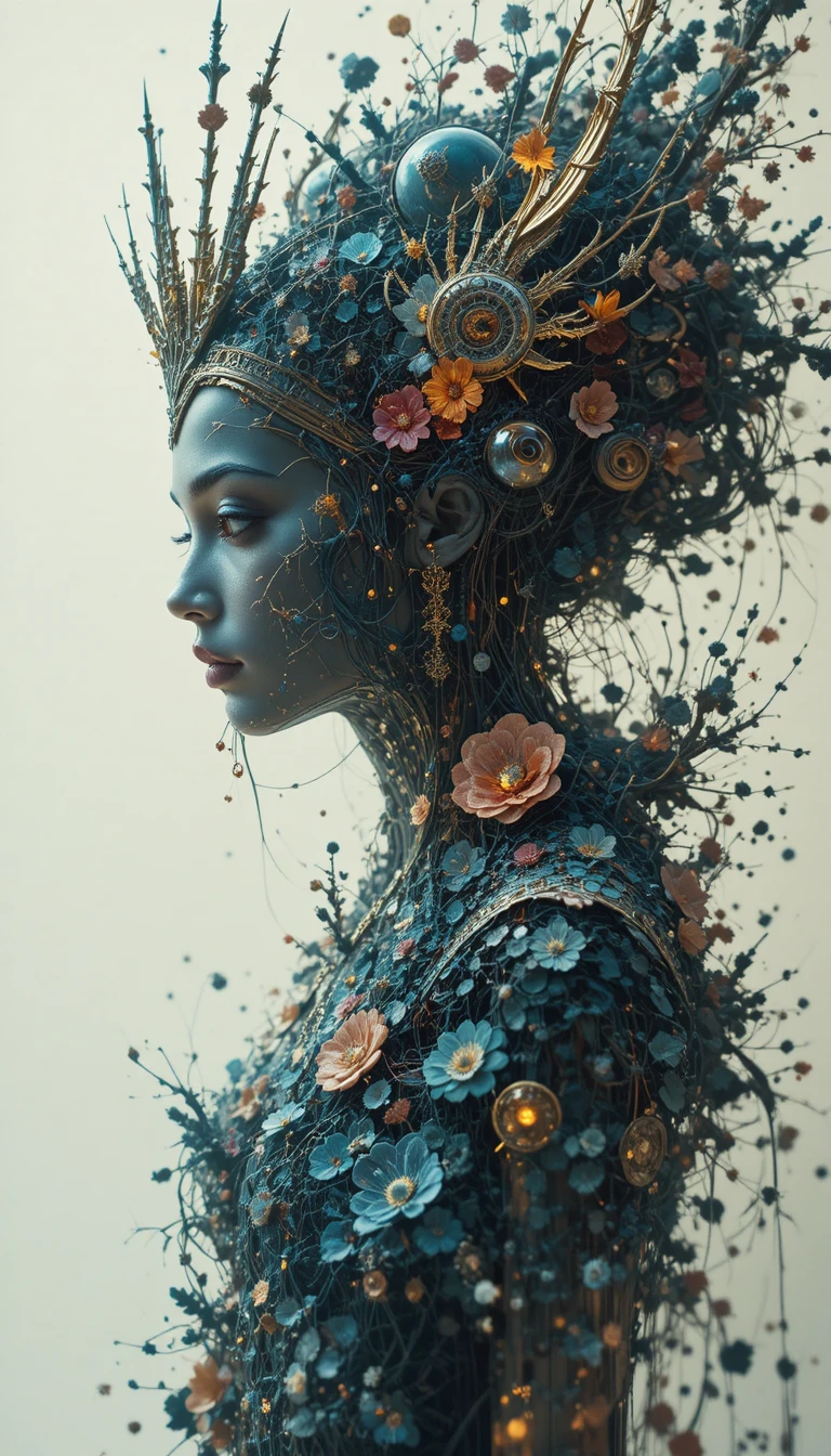 Dark fantasy fairy tale beings in abstract double exposure