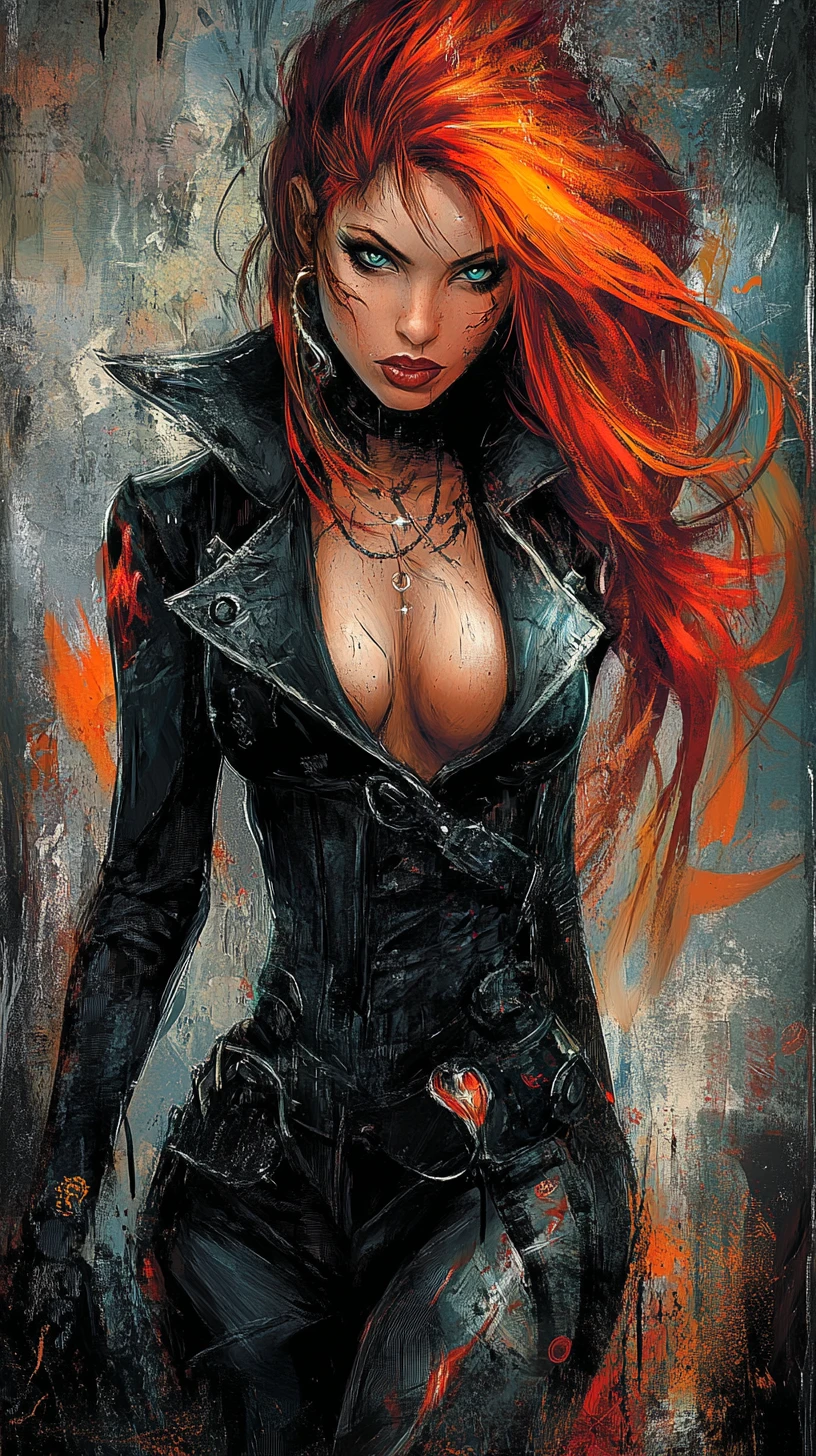 Amazonian warrior woman in dark urban cityscape