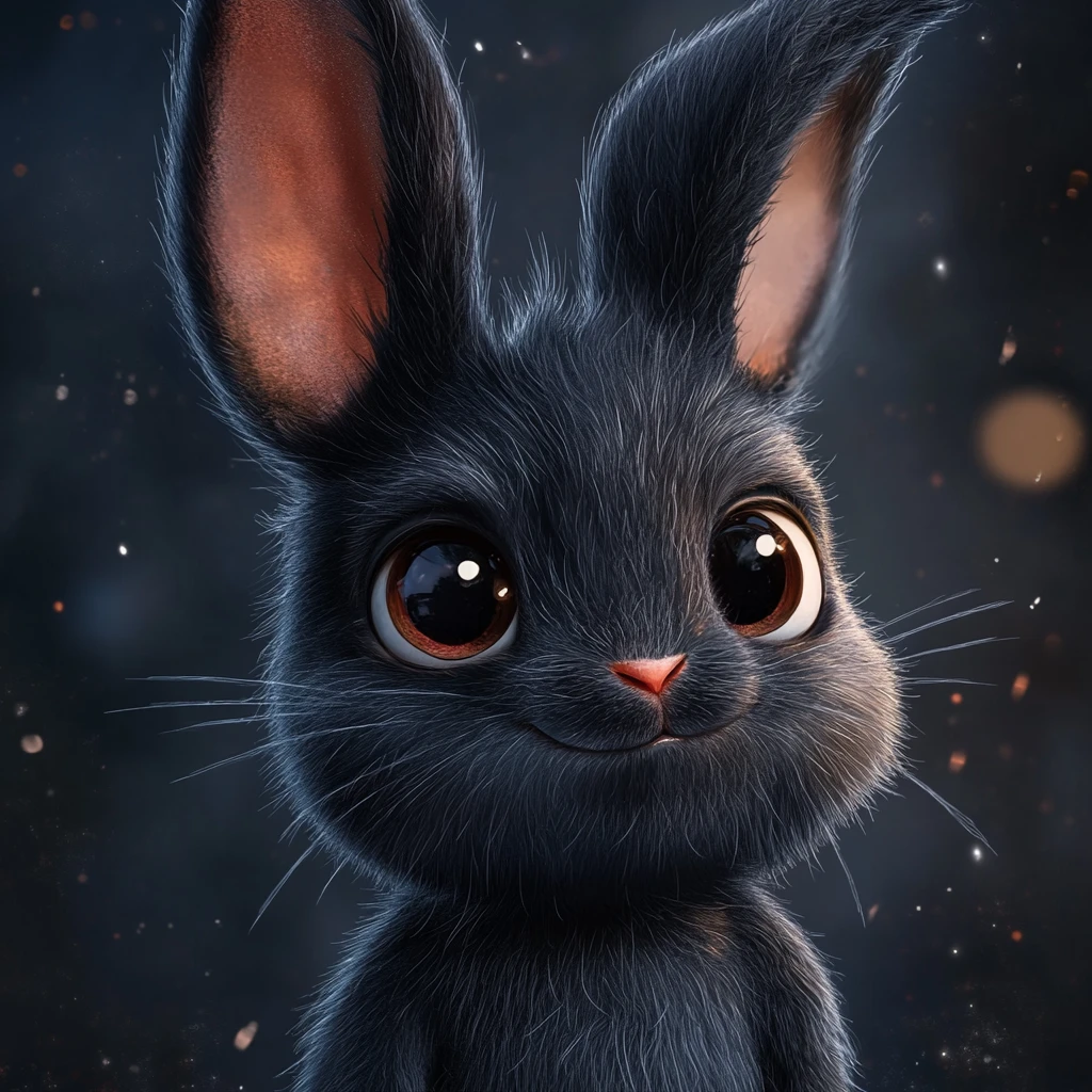 Coelho gótico fofo e sombrio em ilustração digital detalhada