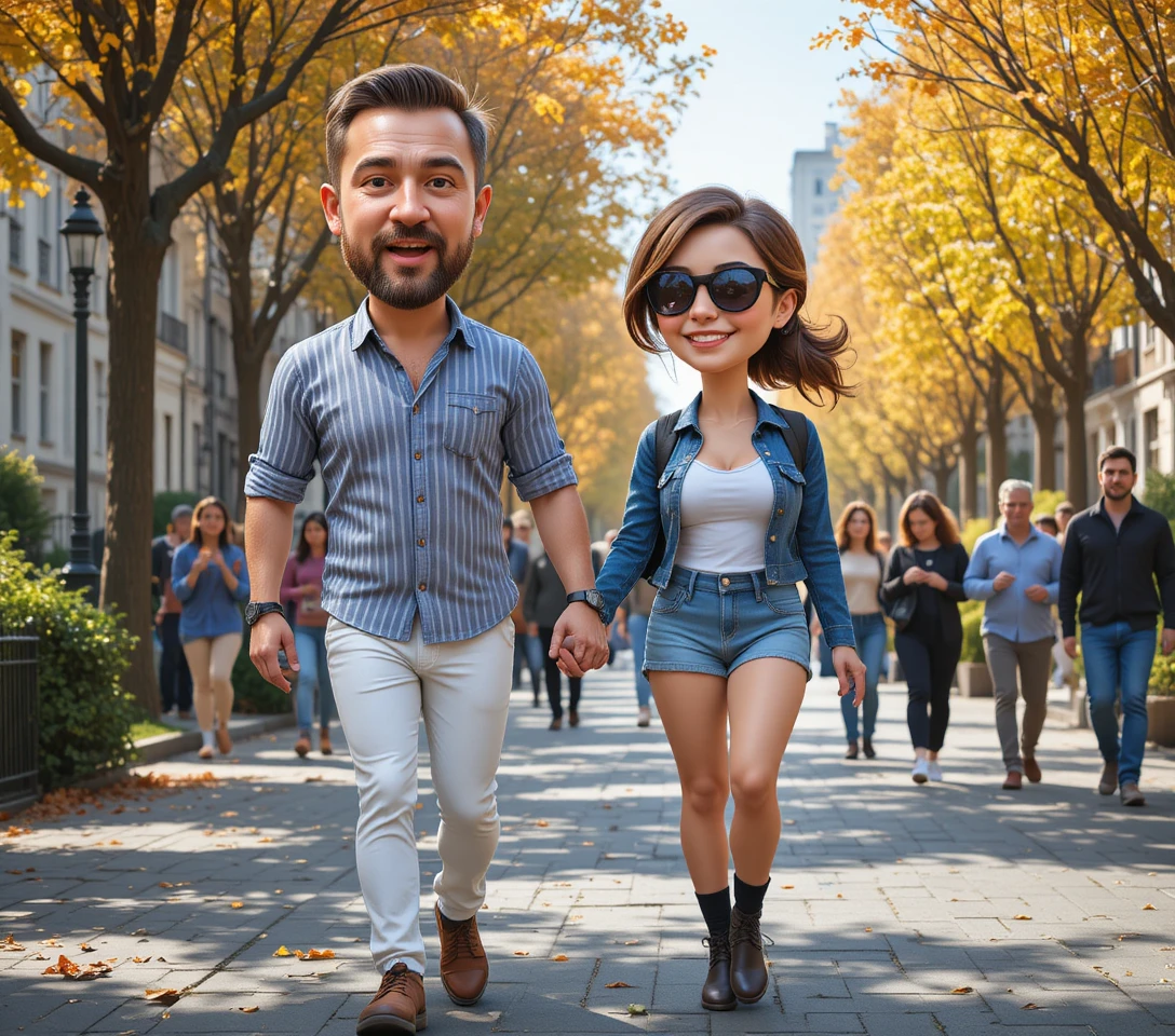 Casal jovem de mãos dadas em parque ensolarado da cidade