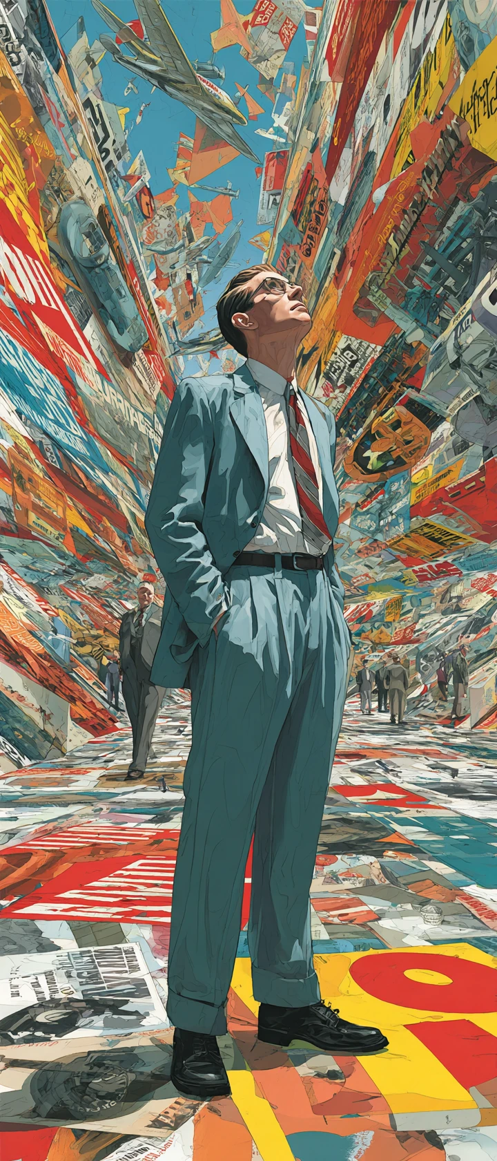 對變幻莫測的波普藝術隔間牆驚嘆的動漫上班族