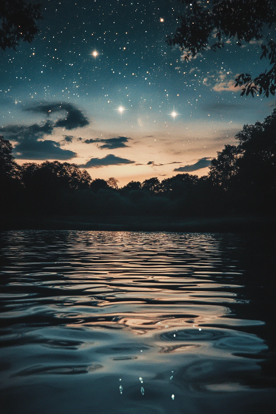 Person looking at the stars in the night sky