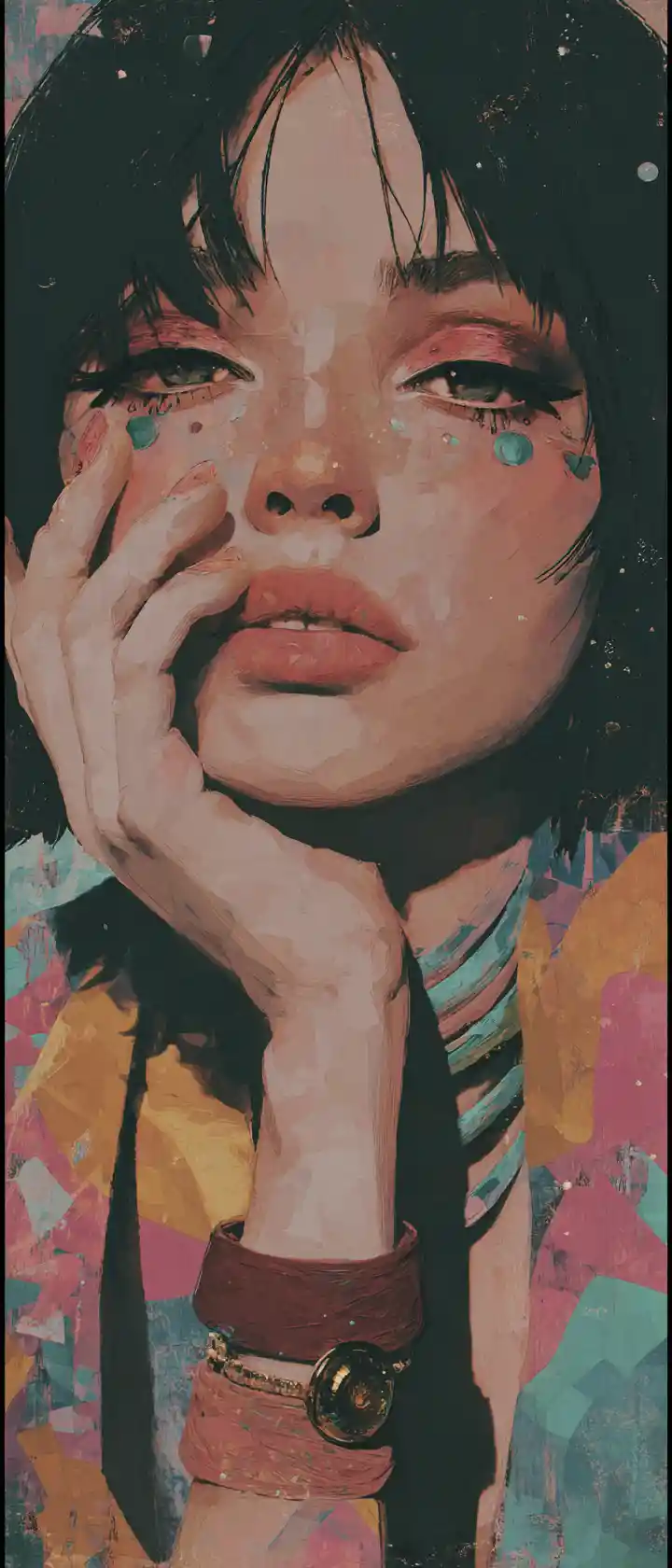 Whimsical fantasy painting in soft colorful pastel tones