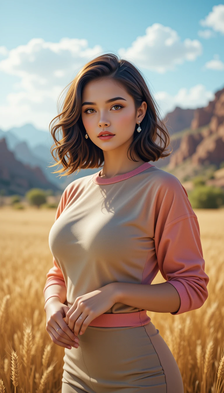 Confident woman in varsity outfit with diamond jewelry