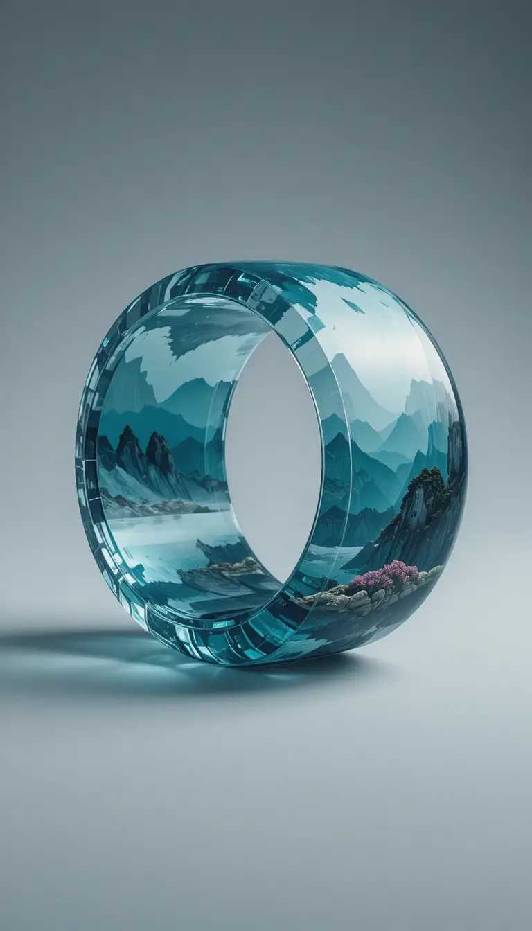 Glasarmband mit Miniaturlandschaft in 3D-Rendering
